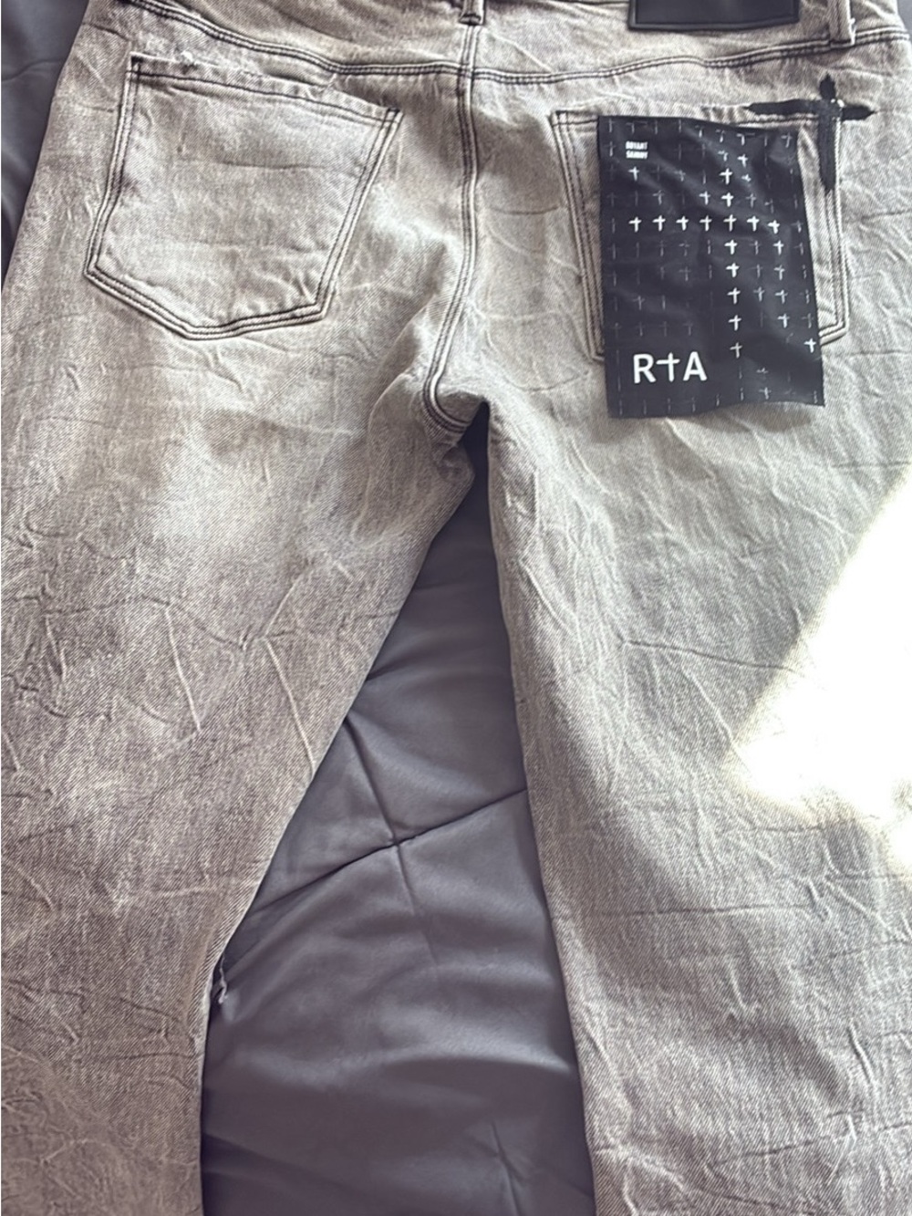 RtA Men's Slim Straight Jeans in Light Gray Wash